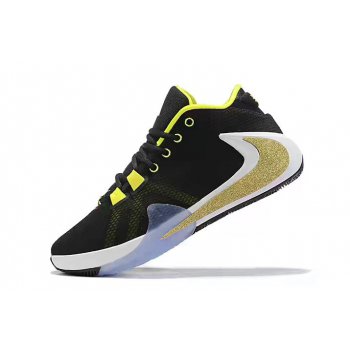 2020 Nike Zoom Freak 1 Black Yellow-White-Metallic Gold Shoes